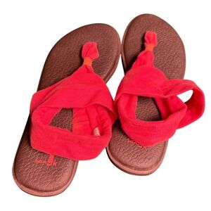Sanuk Yoga Sling 2 Coral Red Sandals Flip Flops Thong Style Women's‎ Size 10